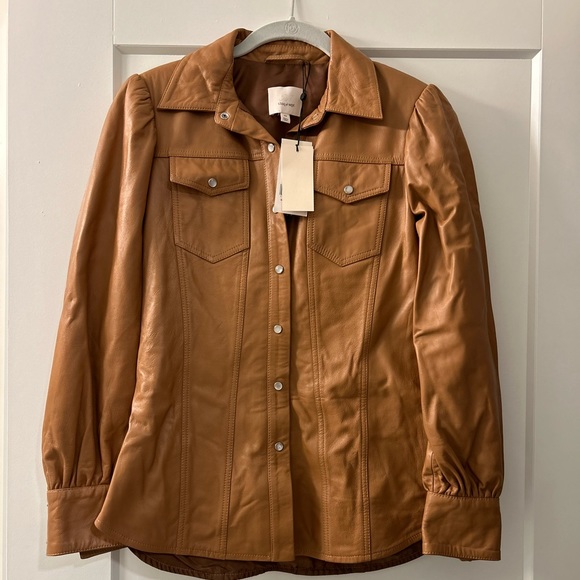 Cinq à Sept, Sarine Long-Sleeve Leather Shirt. New, never worn with tags. XS. - Picture 9 of 12